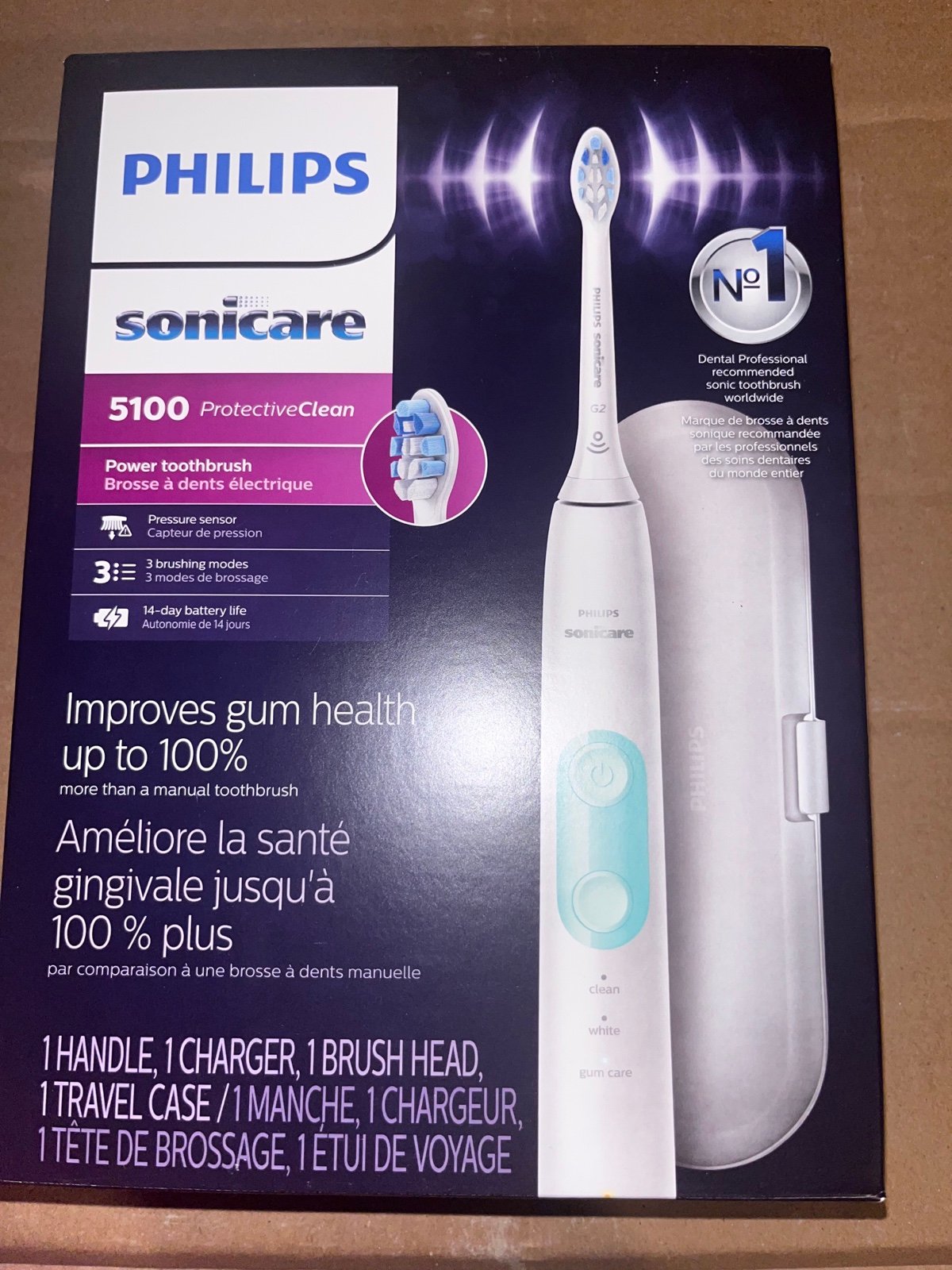 Philips Sonicare Protective Clean 5100 Rechargeable Electric Toothbrush - White fYGLeSsYE