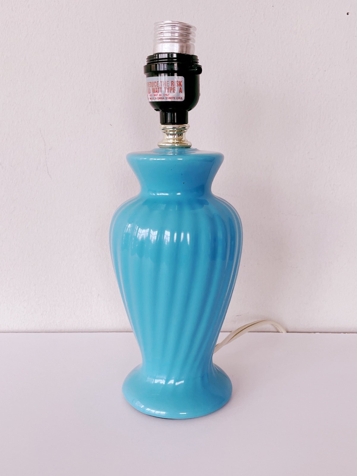 Vintage Blue Ceramic Art Deco Swirl Lamp efSvO2xSj