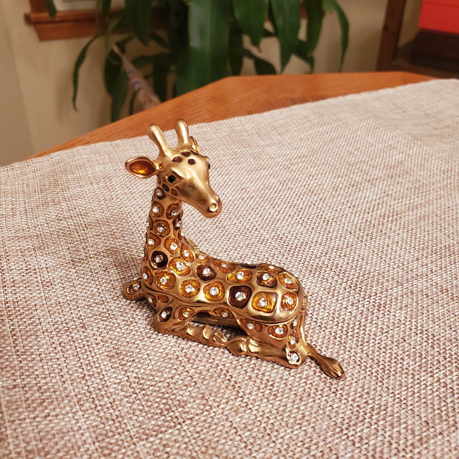Bejeweled Sitting Giraffe Trinket Box. Hand Set Swarovs