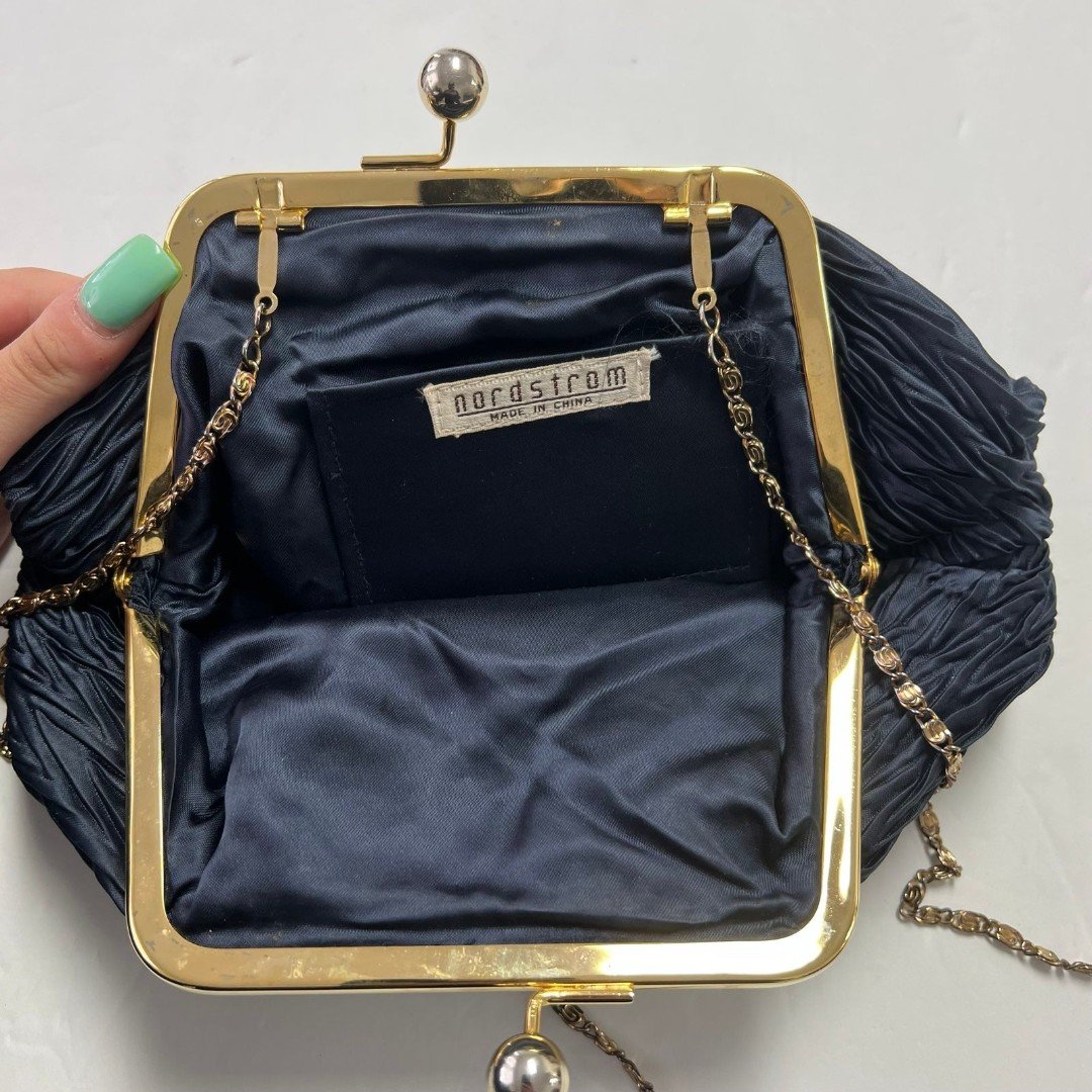 Nordstrom Navy Blue Crossbody Clutch Gold Chain aUvQTICvE