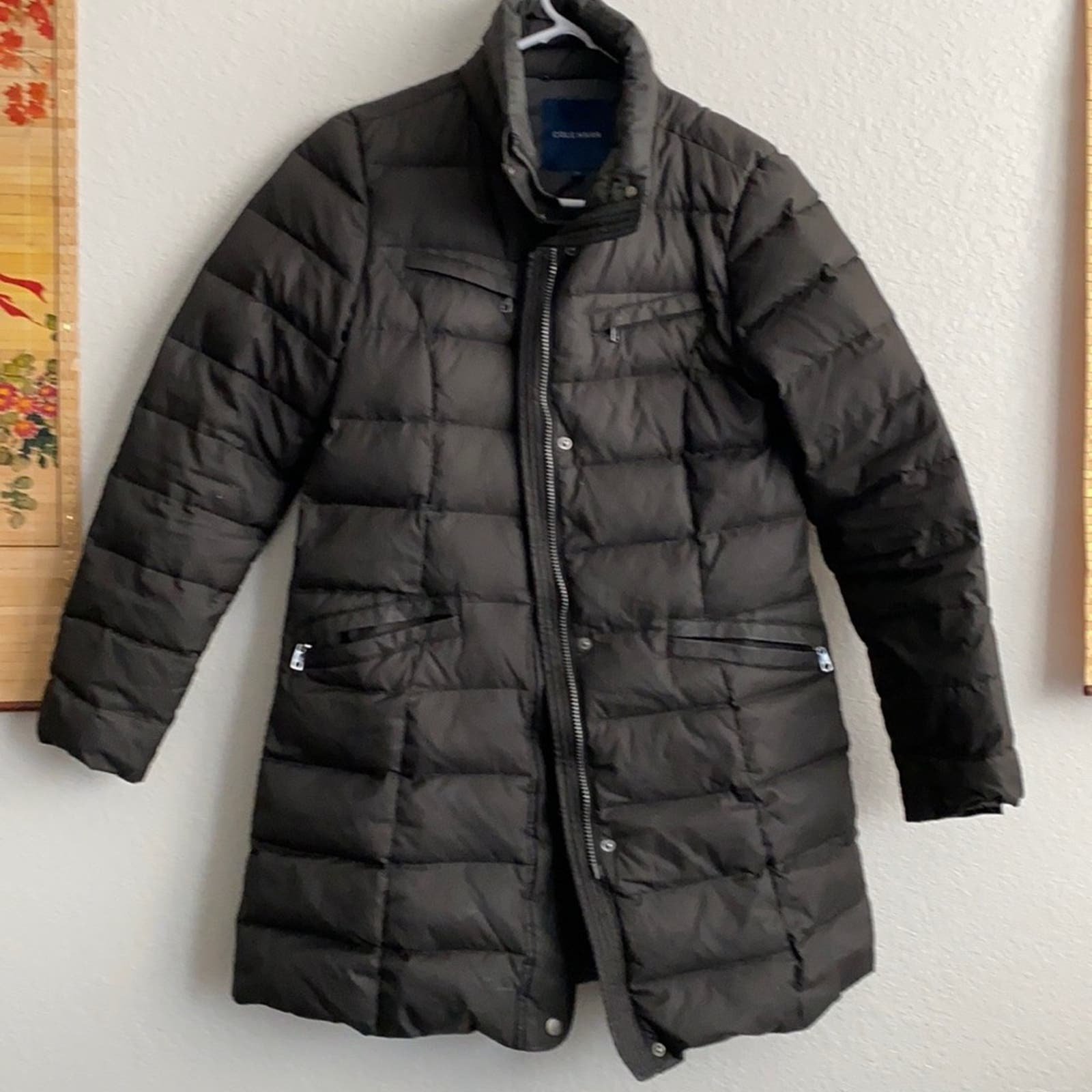 Cole Haan Black Quilted Puffer Coat Sz M dZ1xRs4gb