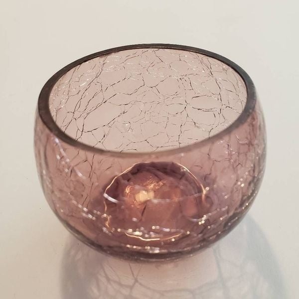 Small Pink Cracked Glass Votive 5BAO30ug9