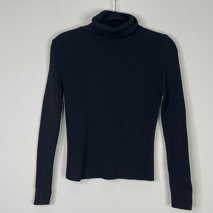 Zara Women´s Ribbed Long Sleeve Black Turtleneck Size Medium DwVak1OqG