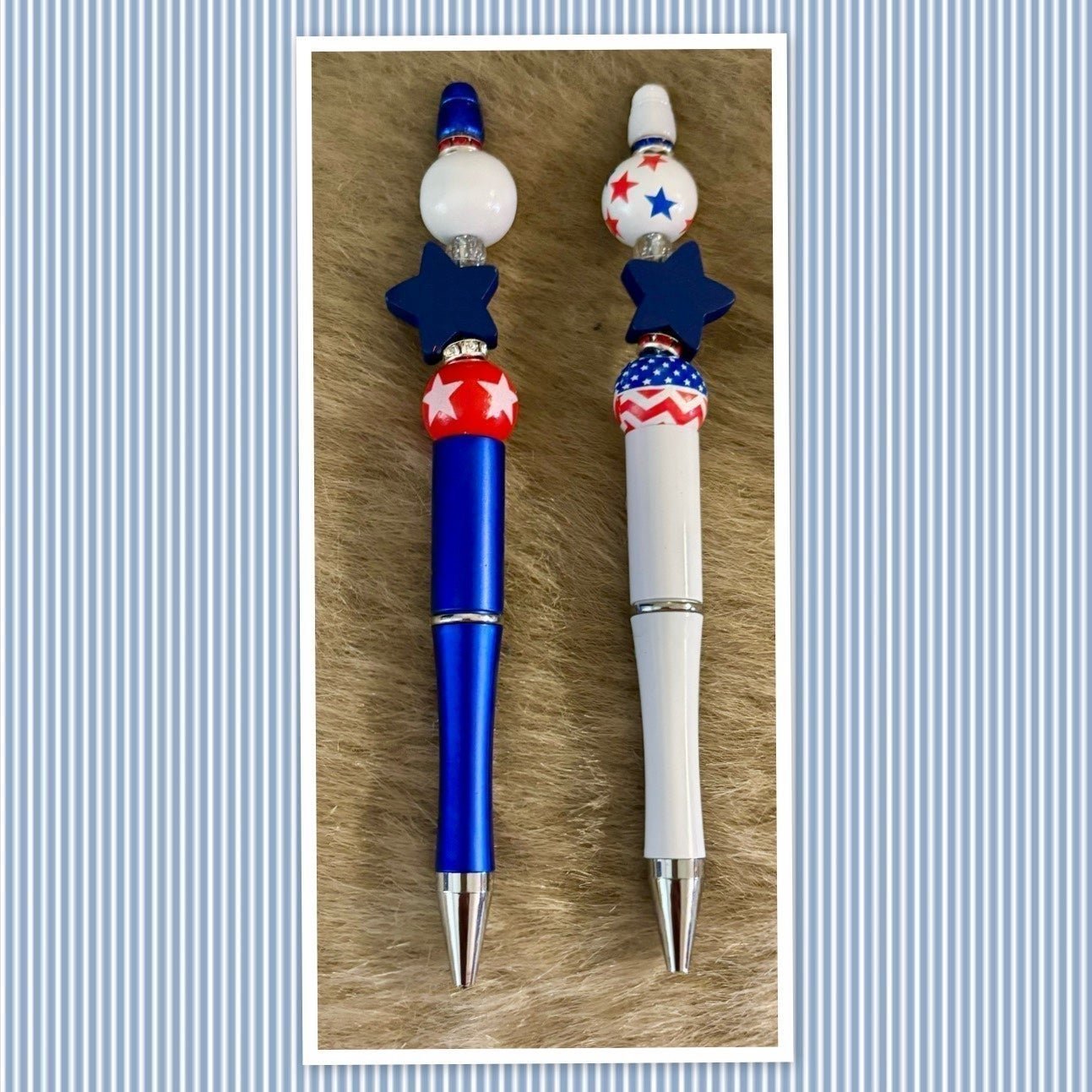 Independence Day Beaded Charm Pens (2), 4th of July Pat