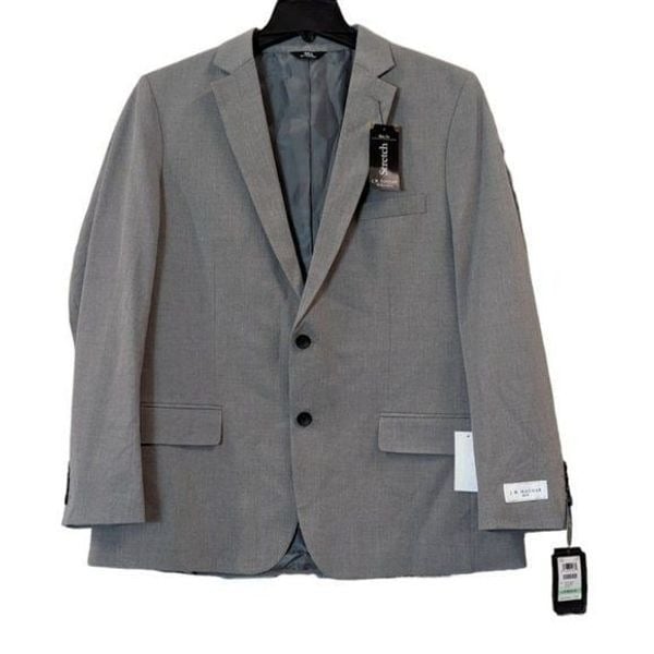 JM Haggar Mens 46 Reg Blazer Button Slim Fit Stretch Grey Suit Jacket Lined NWT Cl9o4wiAD