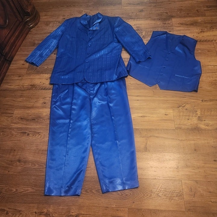Gianni Vironi Royal Blue Silky Three-Piece Suit Big Men´s Size 54R/50W aWCOH8E9M