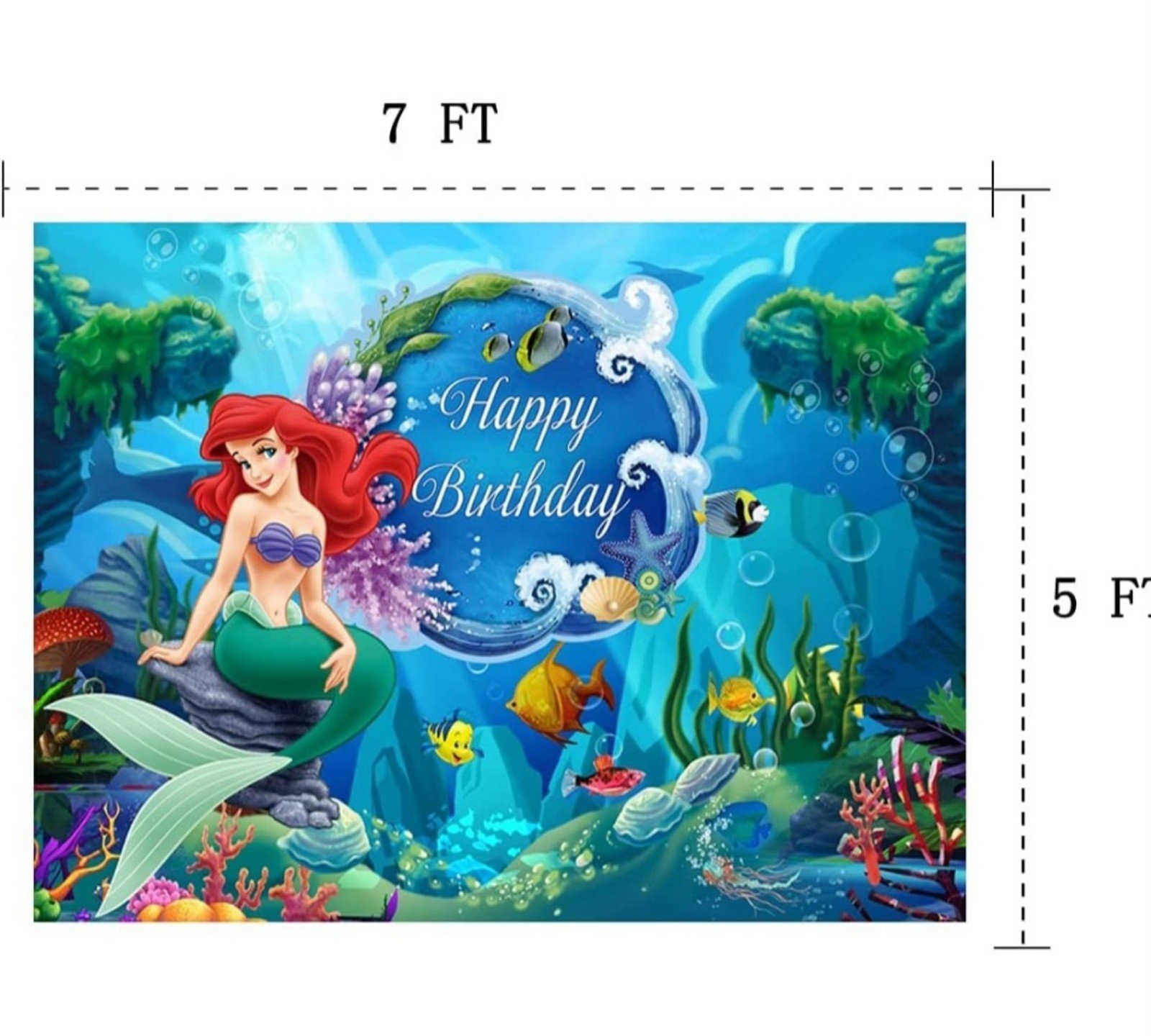 Disney little mermaid banner birthday backdrop 9JX1vi1A
