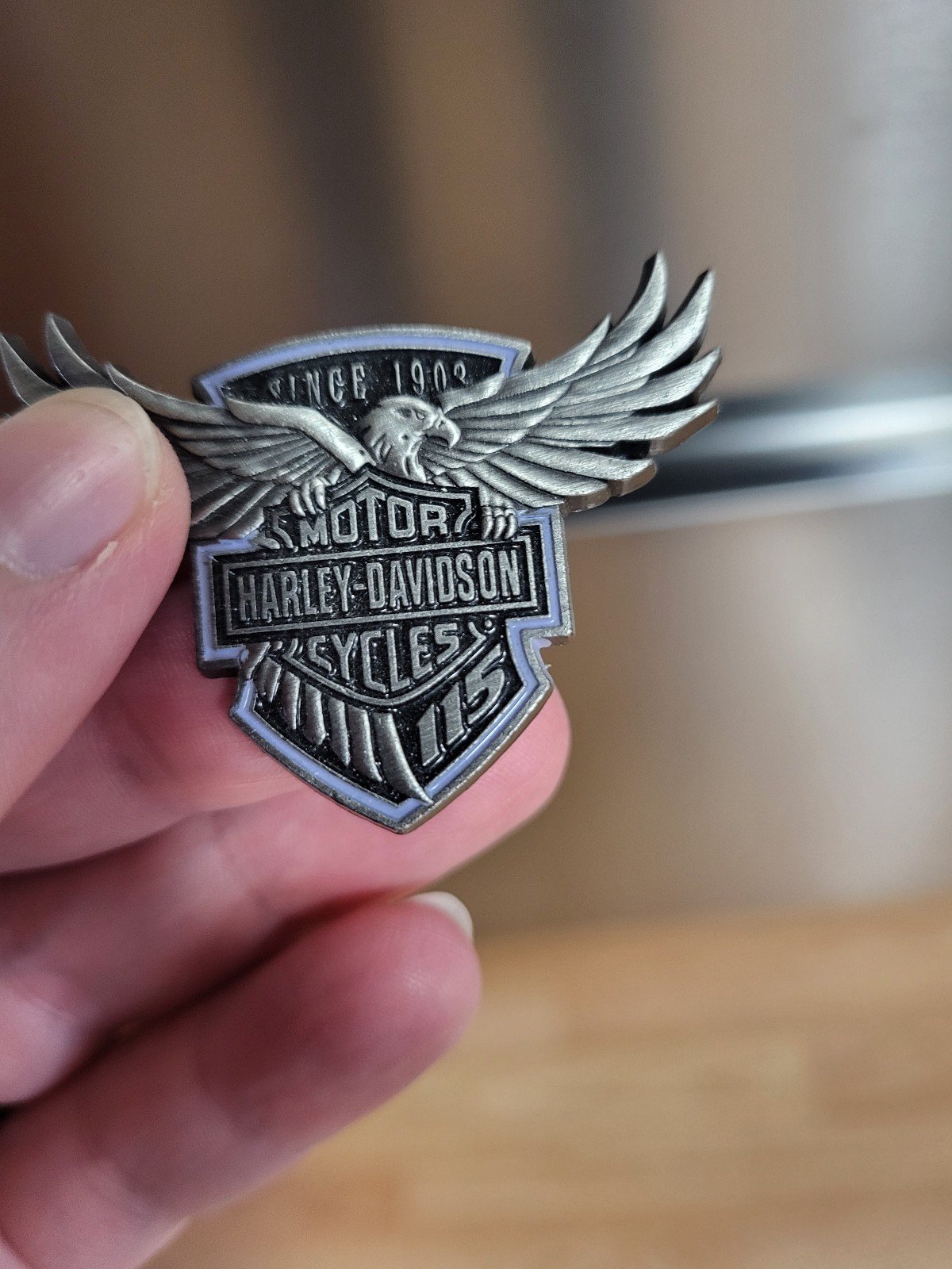 115th Year Anniversary Harley-Davidson Pewter Pin G3QdxGSBC