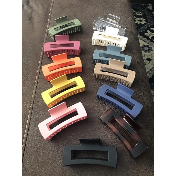 4.1 Inch Large Banana Jaw Hair Clips - 12 Pack Square Clips for Thick Hair - Mat bZLqxWW8V