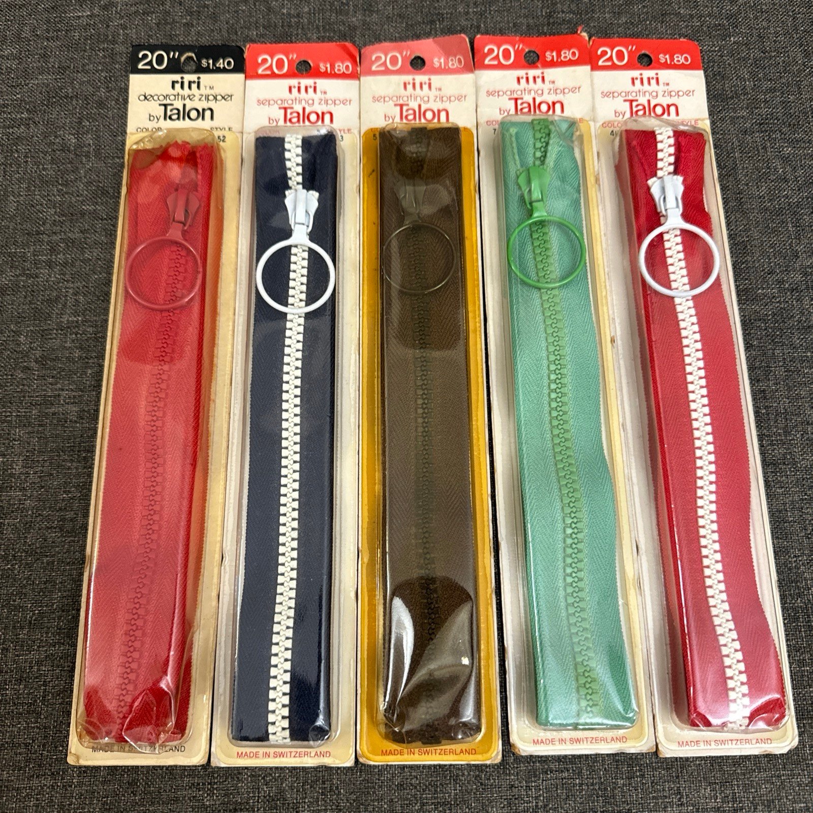 Vintage 1970’s Riri Talon Decorative Zipper.  Lot Of 5.
