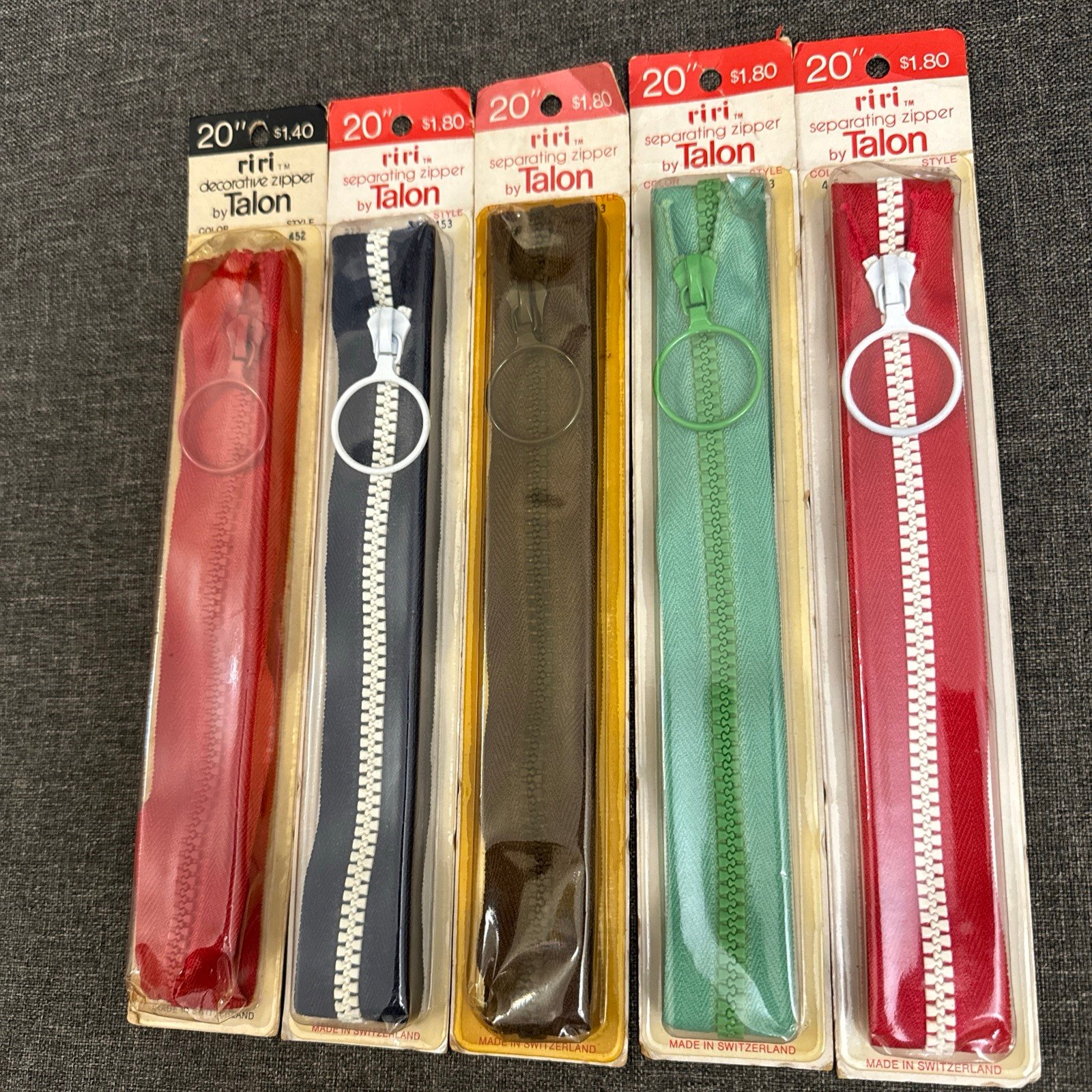 Vintage 1970’s Riri Talon Decorative Zipper.  Lot Of 5.  20” ghz6u3ArW