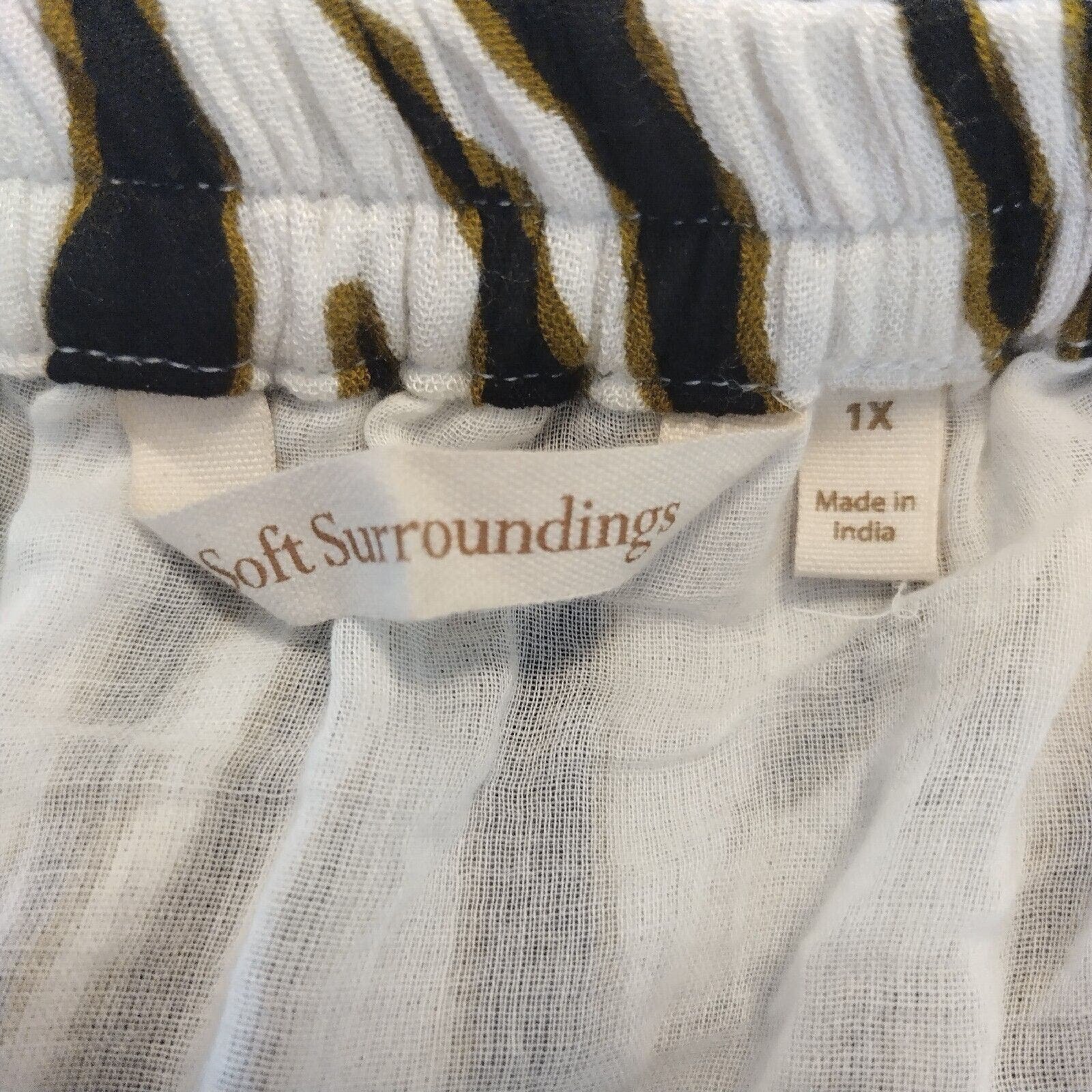 Soft Surroundings 1X zebra print boho elastic waist peasant skirt eWu21y95K