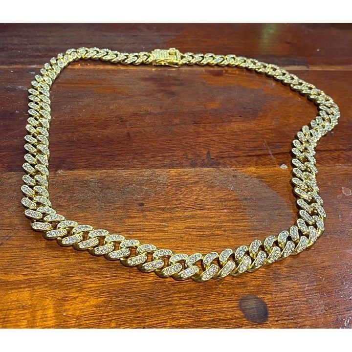 22 Inch Gold Dog Chain Diamond Cuban Collar Walking Metal Chain Collar dUqRT9X5N