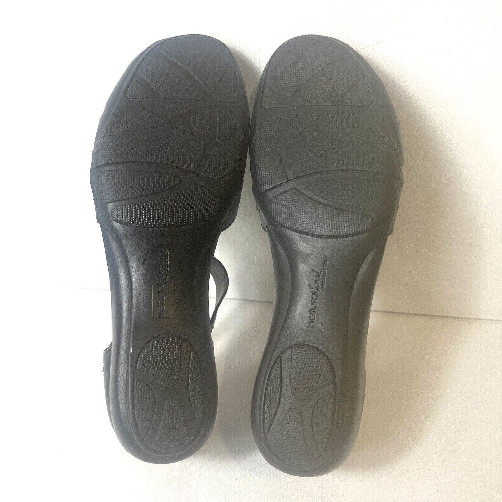 Natural Soul Naturalizer Black Leather Casual Comfort Flat Womens 9M Sandal Shoe gEOnCSj3K