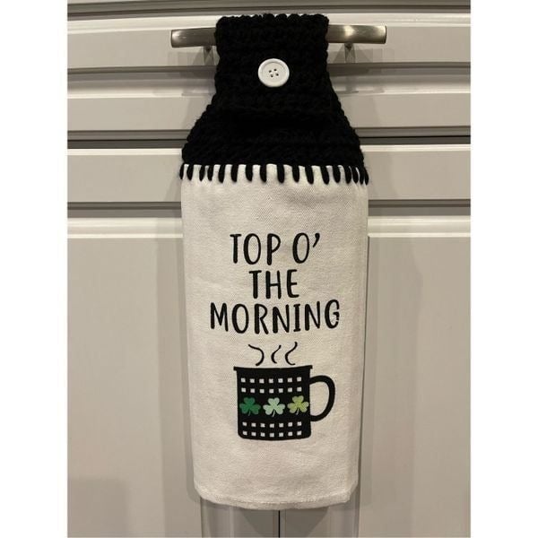 Crochet Top Kitchen Towel- Top O’ The Morning and Coffee Cup and Clover bglK1jNsM