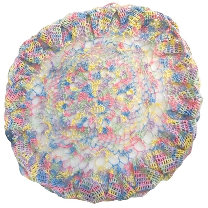 Doily Doilie Multicolor Crochet Handmade Circle Round Vintage Needlcraft a3sbHHb8b