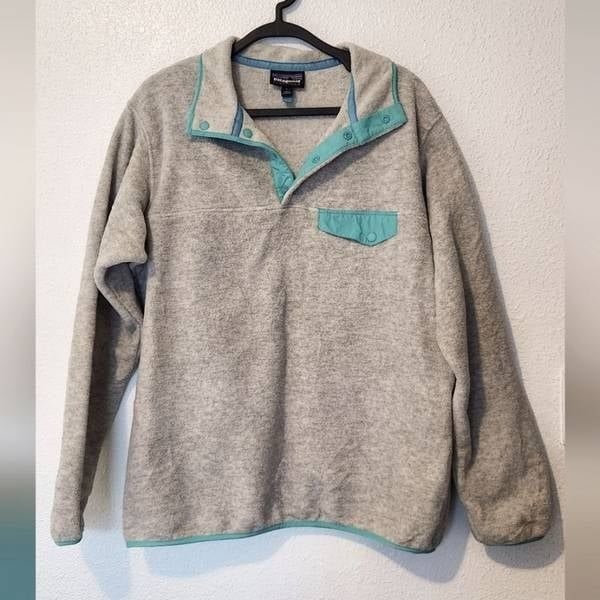 Patagonia Synchilla Snap-T Fleece Pullover Size L Oatmeal Heather and Fresh Teal ENvMLantr