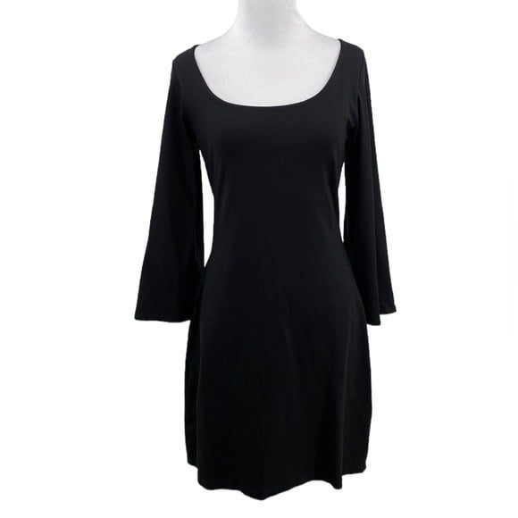 Susana Monaco Mini Dress Womens Size Medium Black Flare Sleeve Open Back Scoop 3264DNQW4