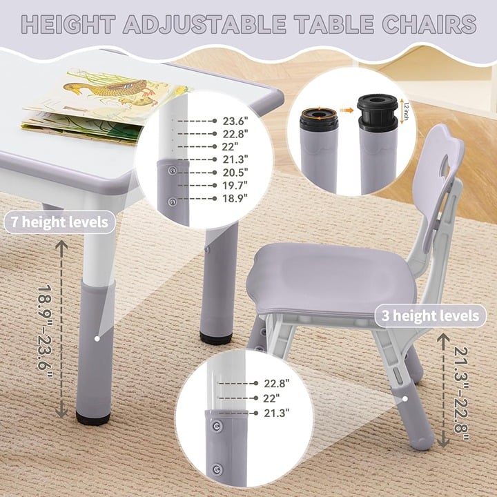 Children´s study table and chair set, height adjustable toddler table and chair 9OecyQoo1