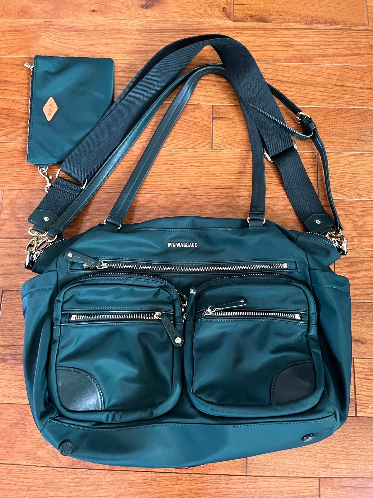 Emerald Green Large Bag with many pockets and optional 