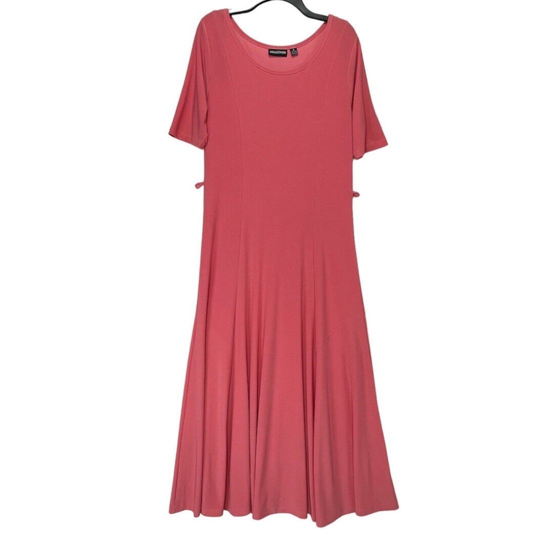 Nina Leonard Womens Dress Maxi Medium Pink Short Sleeve