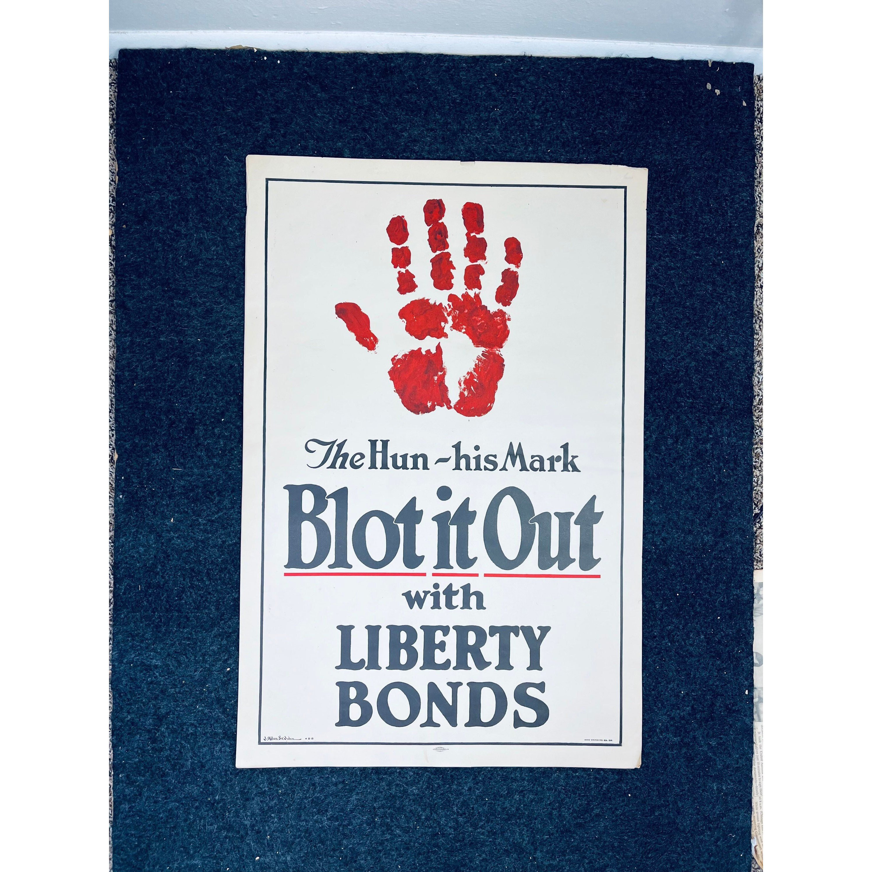 Original WW1 His Mark Bloodied Hand Liberty Bonds Poste
