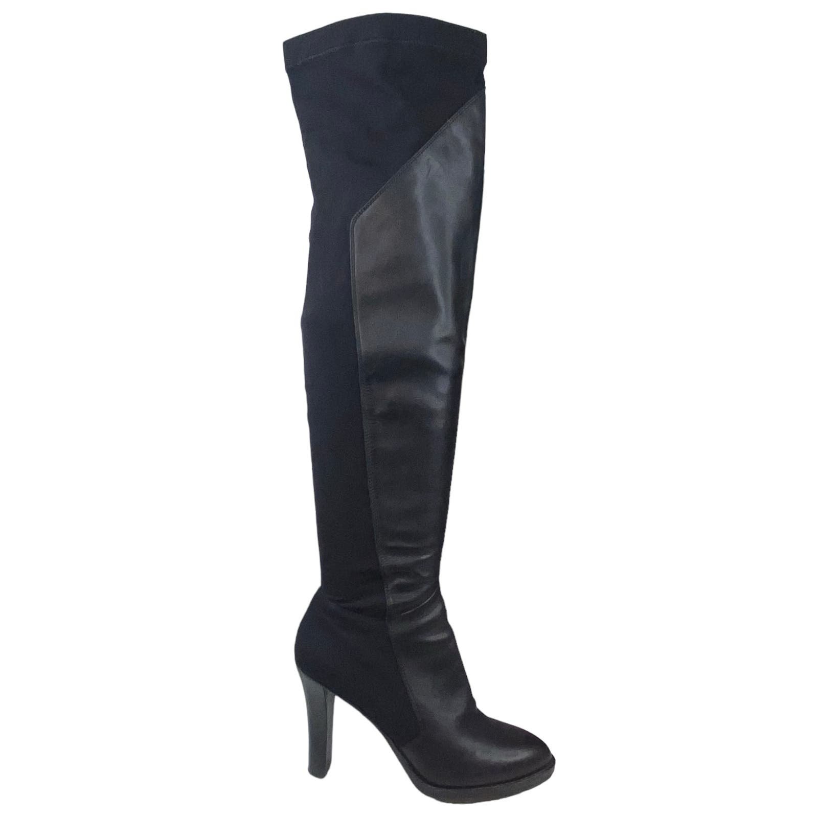 DKNY Women’s Prue Black Two Tone Over the Knee Boot Siz