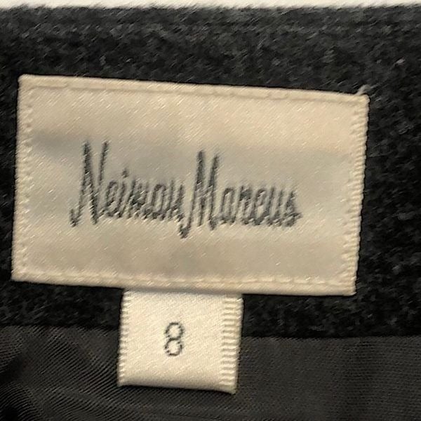 Neumann Marcus gray wool blend skirt floral embroidery split back hem zips SZ 8 eyEP8WZcX