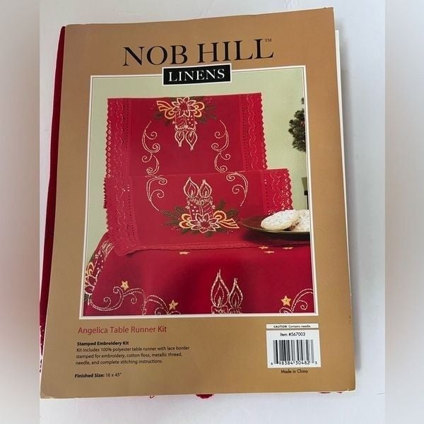 Nob Hill Linens Angelica Table Runner Crewel Kit Holidays Christmas Vintage e53gTiJW1