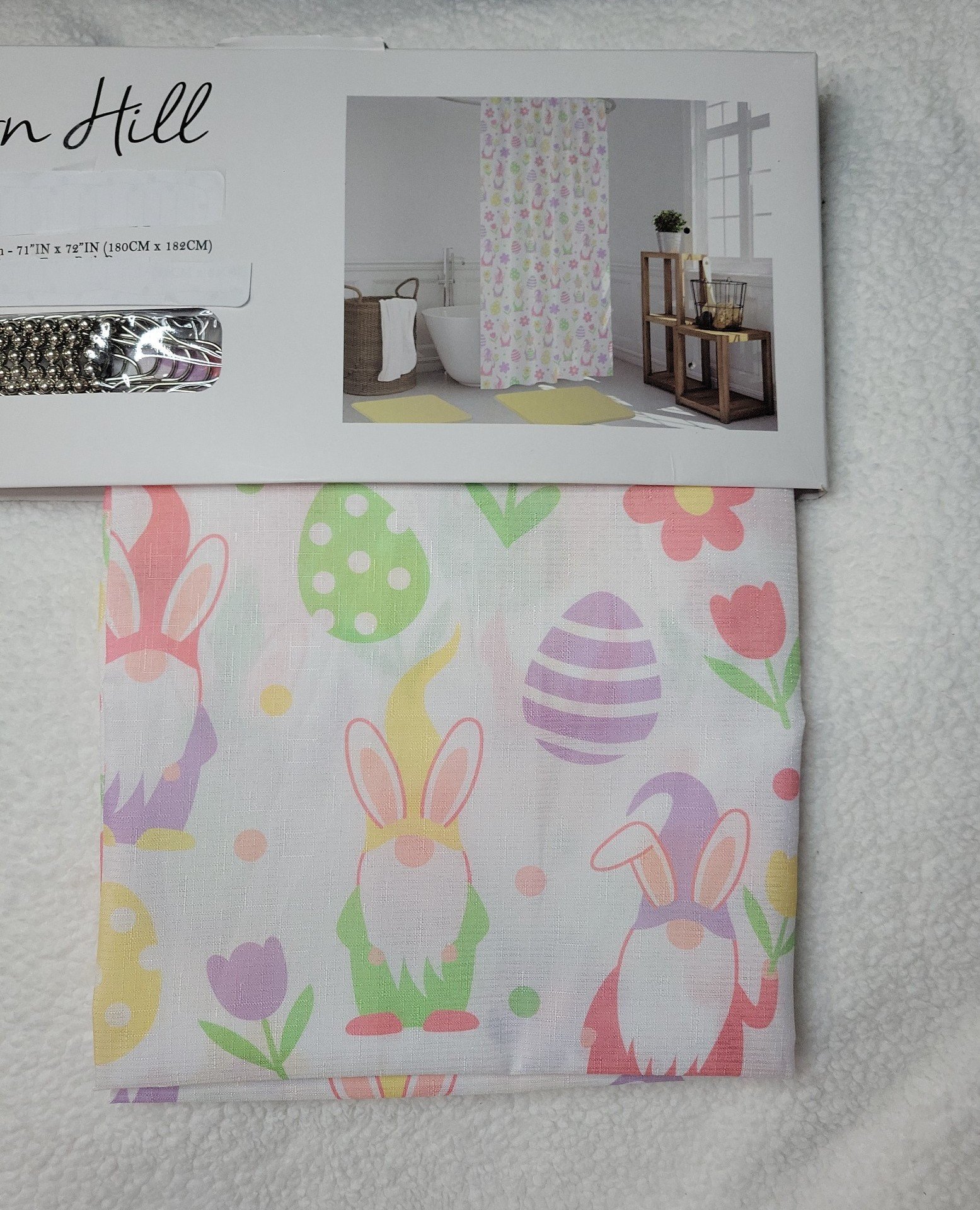 Easter Spring Floral Pastel Shower Curtain With Hooks a