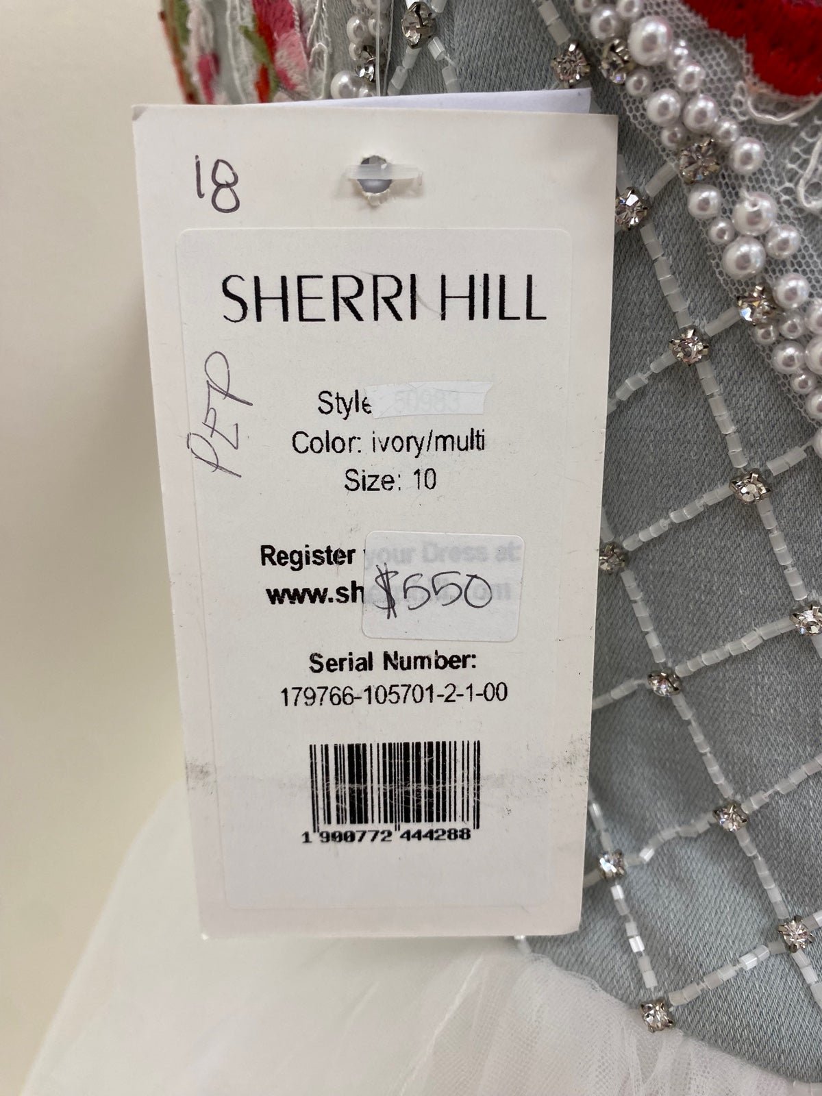 NWT Sherri Hill Style #50983 Ivory/Multi strapless dress EoYZxXXdv