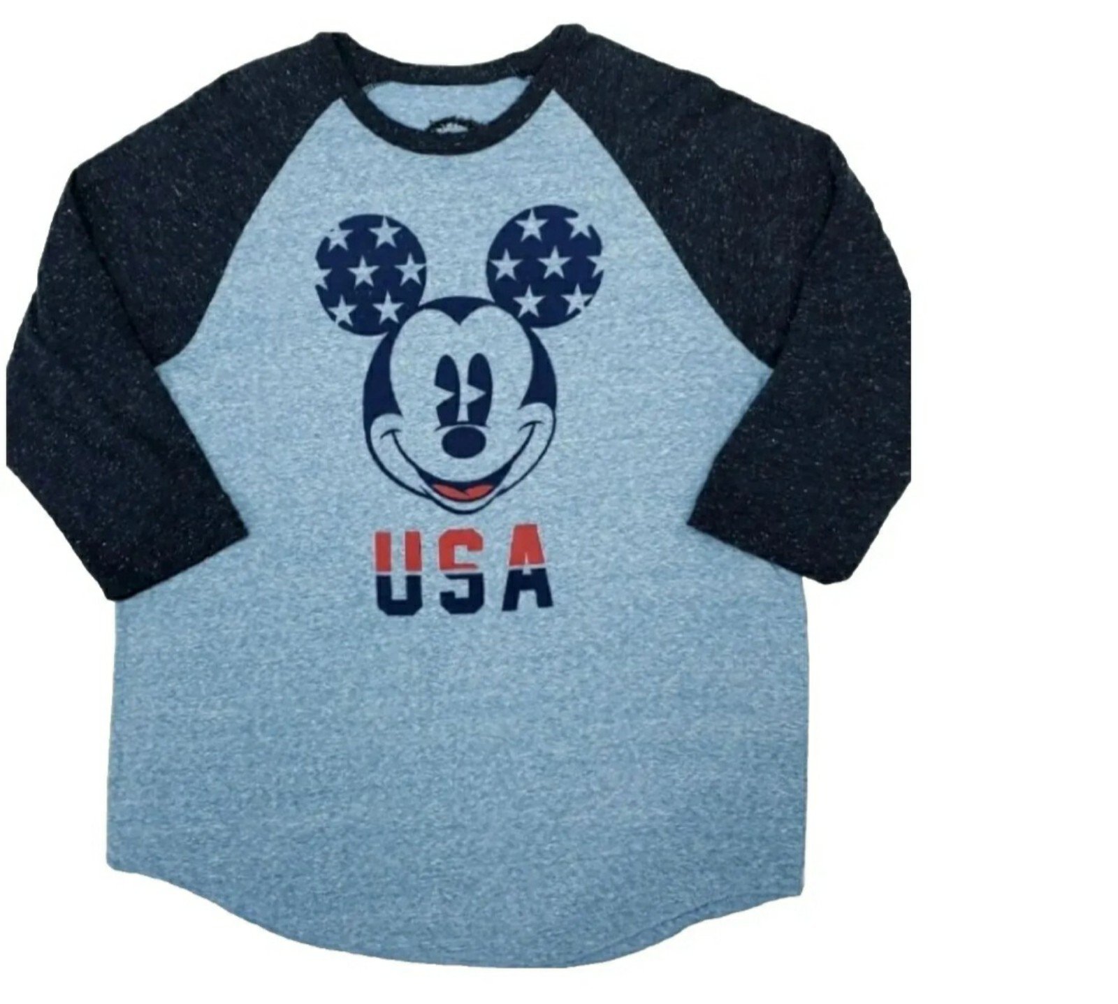 DISNEY´S MICKEY MOUSE USA Baseball Raglan Sleeve Blue T-Shirt unisex size LARGE 6kLw7FqN0