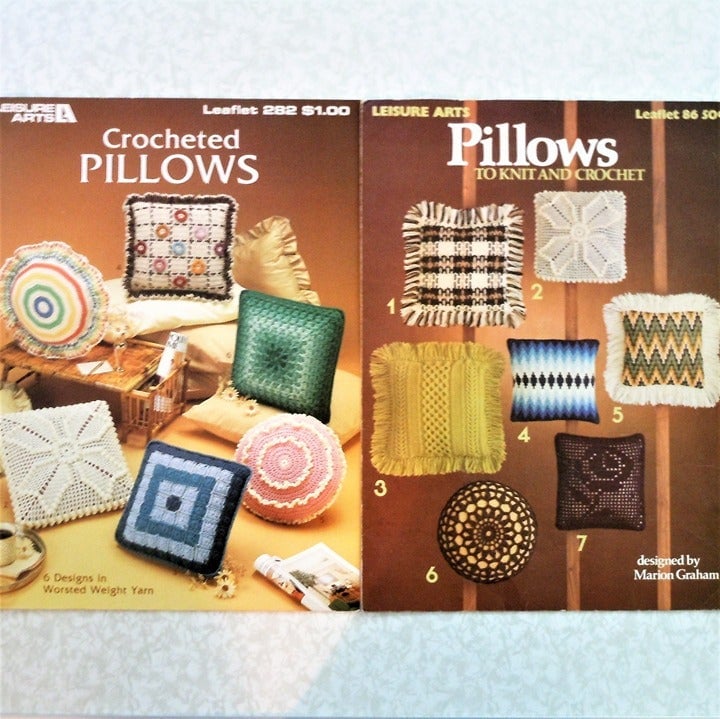 Leisure Arts Crochet Pattern Lot of 2 Pillow Patterns Leaflet 86 and 282 Vintage EvPxjPtkt