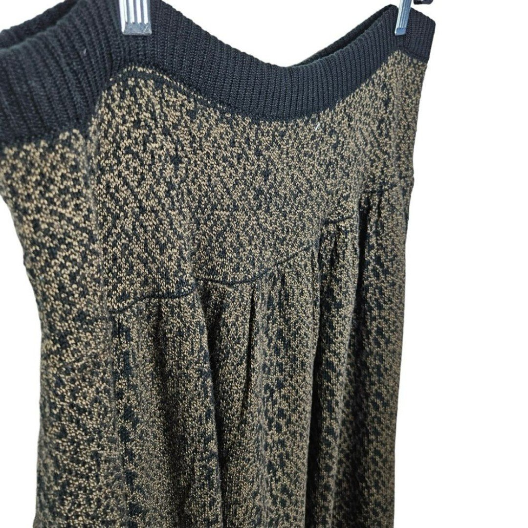 Ann W Vintage Black and Tan/gold Animal Print Knit Skirt Size L feuiLIdqi