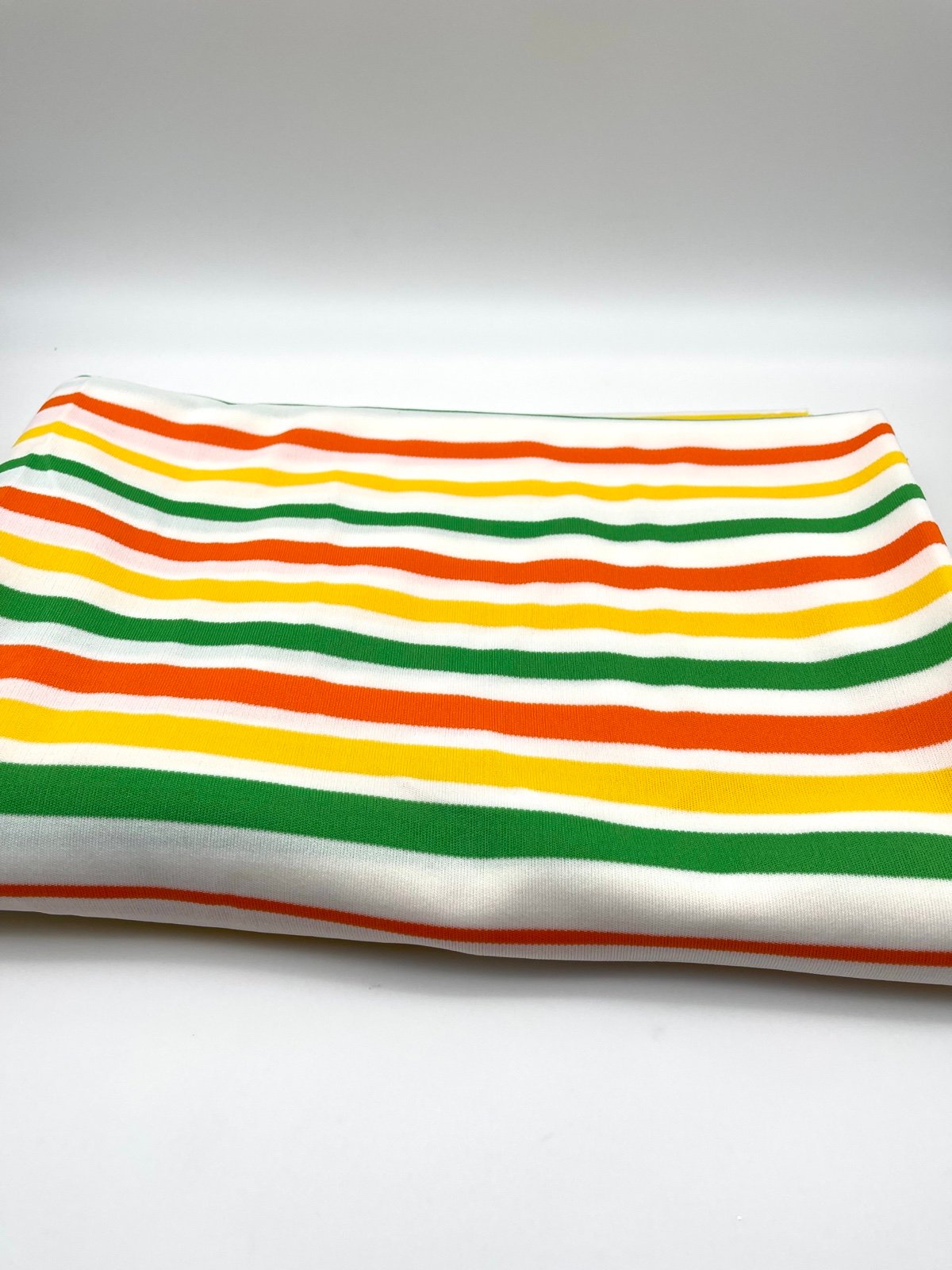 Vintage Fabric Striped Jersey Knit, Citrus Colors Yellow Green 1970’s I 3n4FCodnk