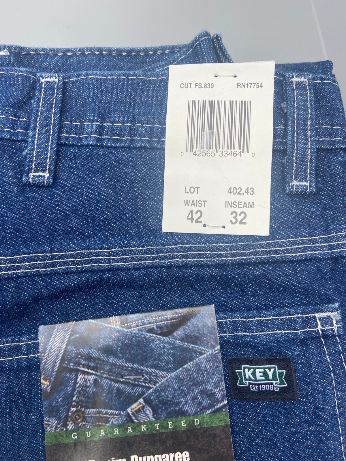 NEW Men´s Key Denim Dungaree - Traditional Fit Jeans 42x32 8Jvbp0f9e
