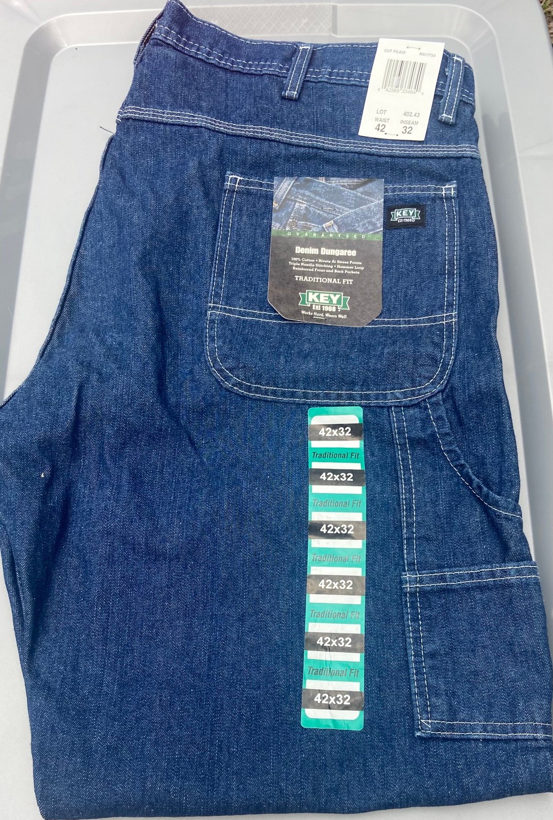 NEW Men´s Key Denim Dungaree - Traditional Fit Jeans 42x32 8Jvbp0f9e