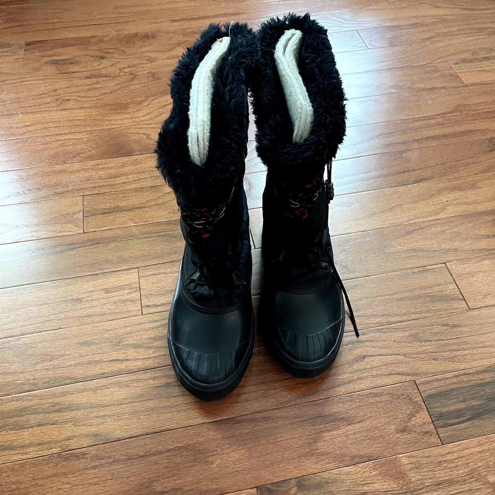Sorel Black Multicolored Tie Up Winter Boots Size 9 cSL