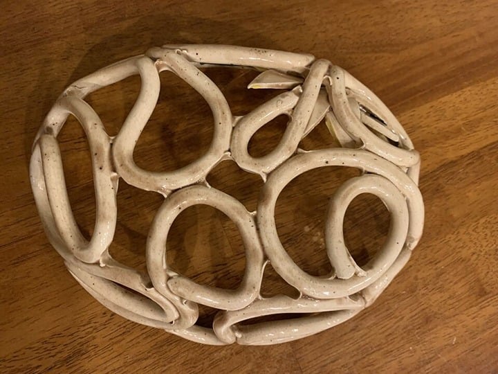 Art Pottery Sunflower Clay Basket Bowl 12