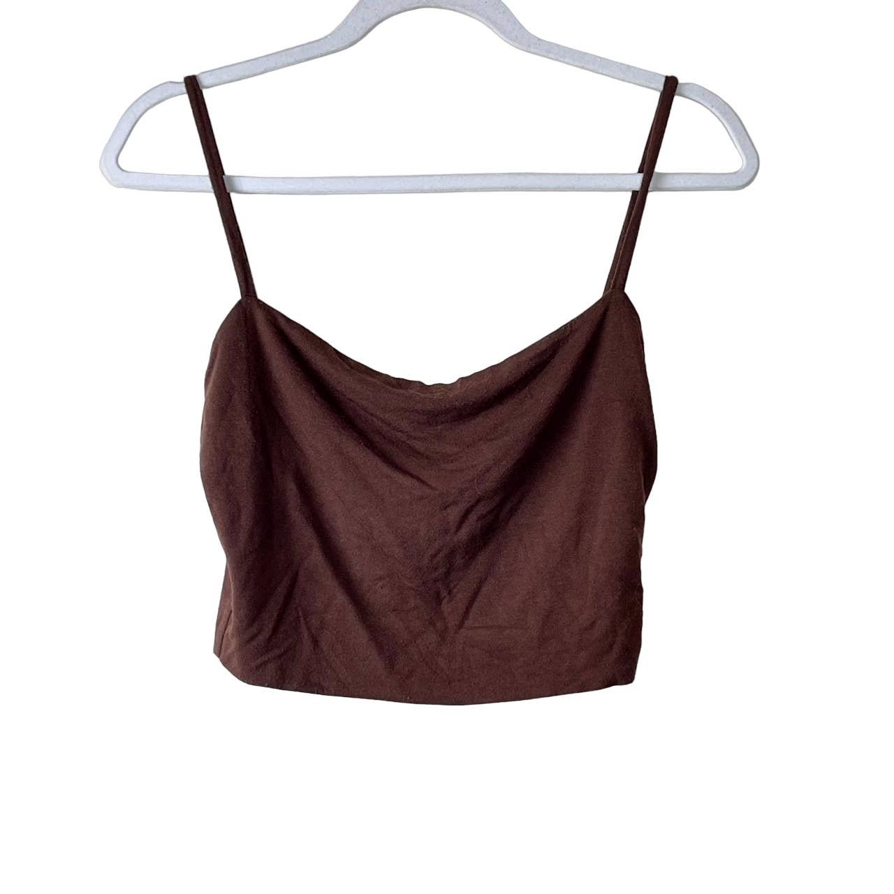 Naked Wardrobe Brown Thin Strap Extra Sultry Crop Top S