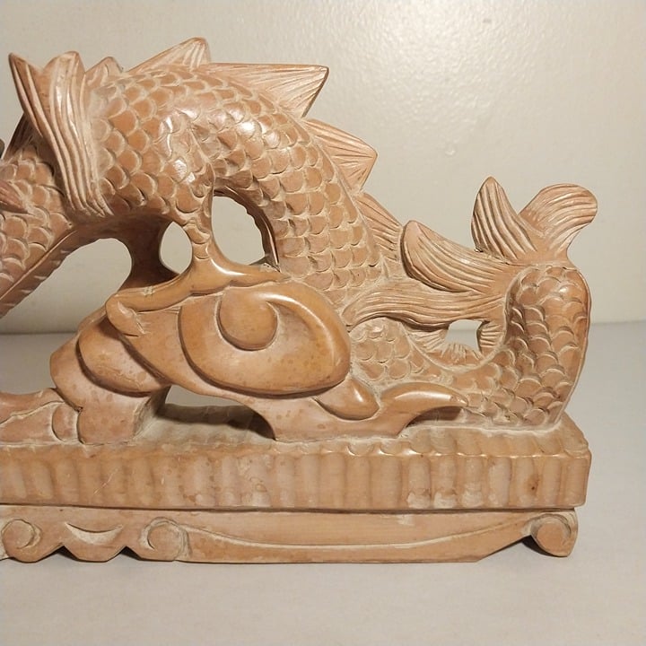 Vintage Hand Carved Wooden Dragon Folk Art Sculpture - 12