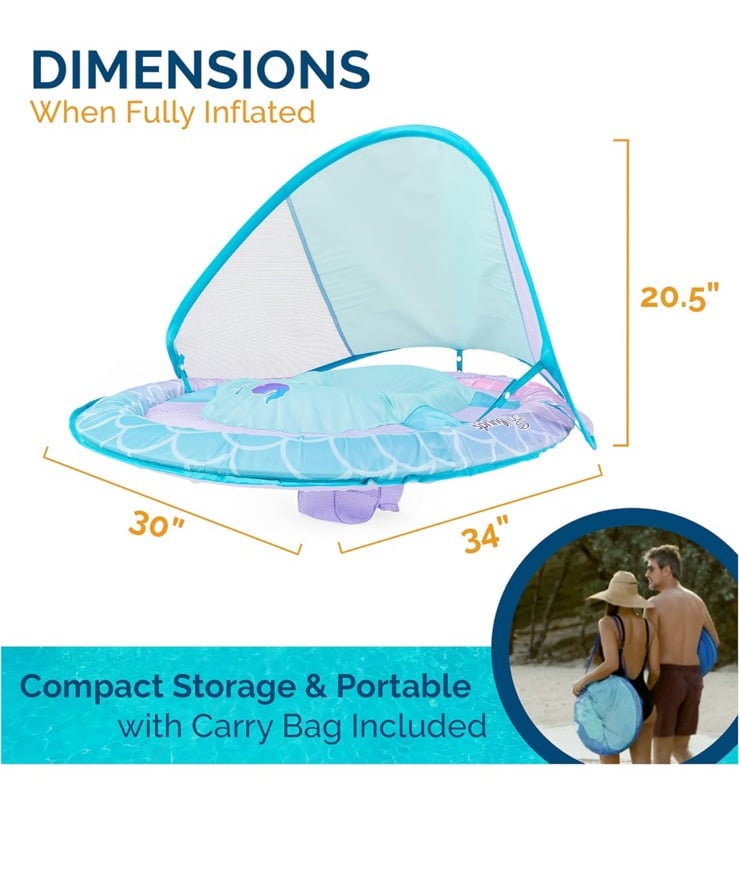 Swimways Sun Canopy Inflatable Infant Spring Float for Infants 9-24 Months, Merm BXlGogNLL