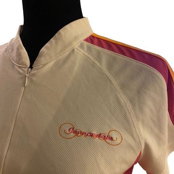 Cannondale Women’s White, Pink, and Orange Cycling Jersey Top Size Large FIZ2CNeiQ