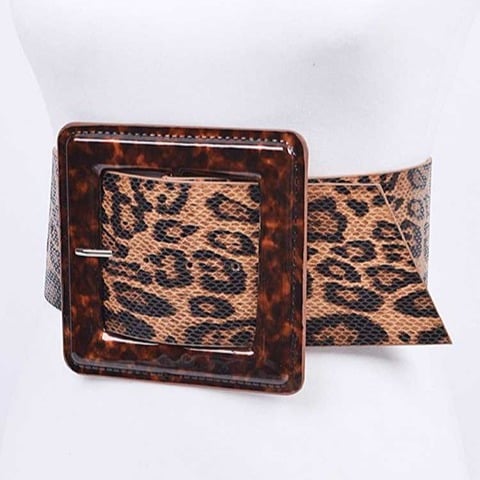 BNWT Oversize square Buckle Leopard Printed Fashion Bel