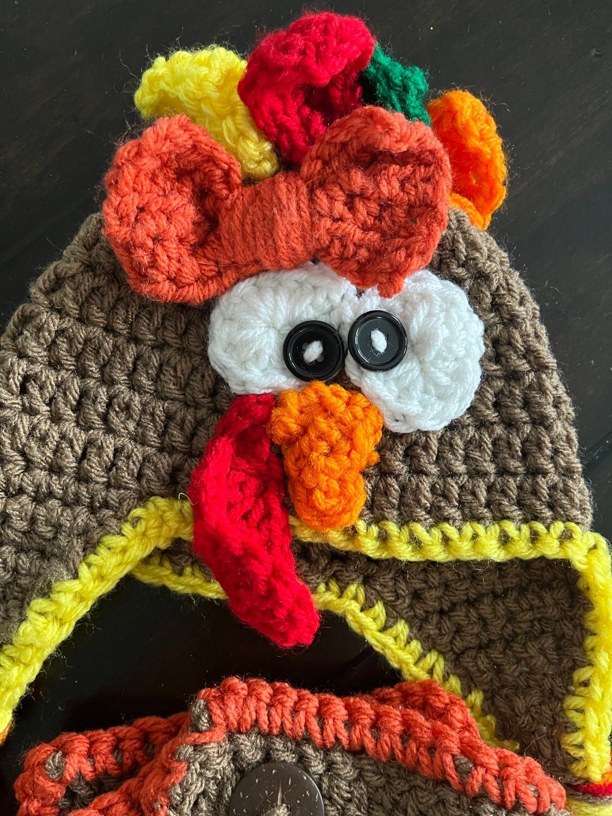 Newborn crochet turkey hat with bow and diaper cover (girl) GE6AQIWXv
