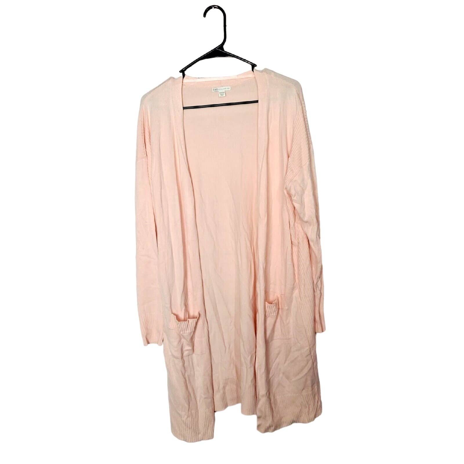 Cato Peach Open Long Sleeve Duster Cardigan Sweater Wom