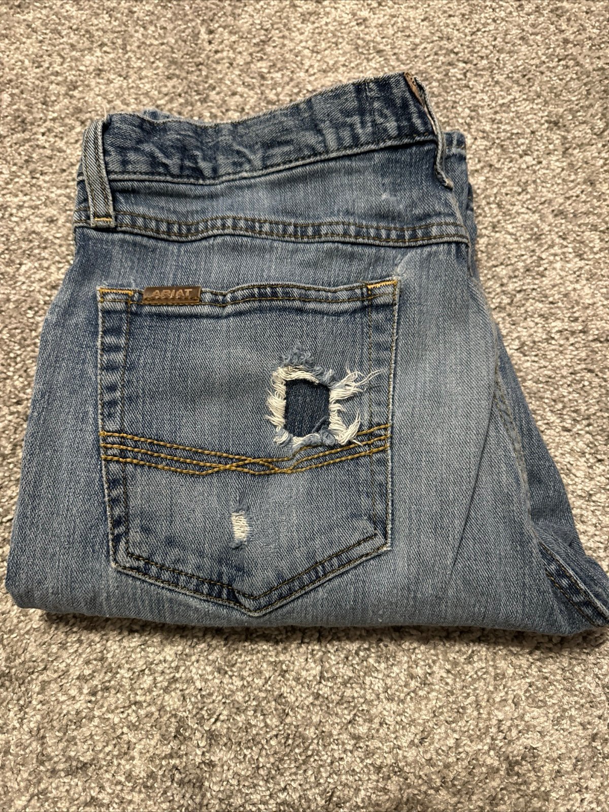 Ariat Jeans Men´s 32x34 Blue Pants M4 Low Rise Boot Light Faded Denim Thrashed fcs6S1Mcl