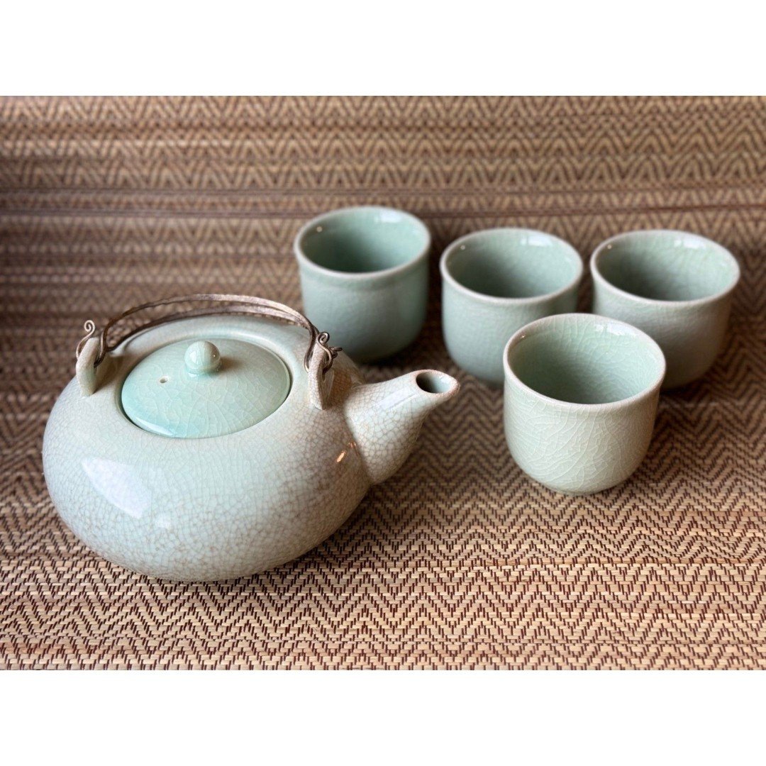 Vietnamese Celadon Tea Set, Vintage DpUczBGfX