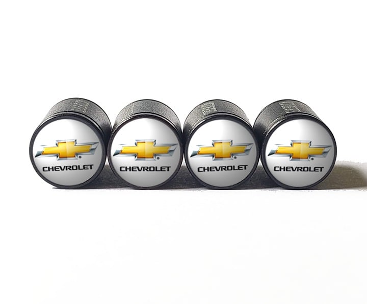2011 Chevy Logo Chevrolet Tire Valve Stem Caps - Black Aluminum - Set of Four 1jItVl9IQ