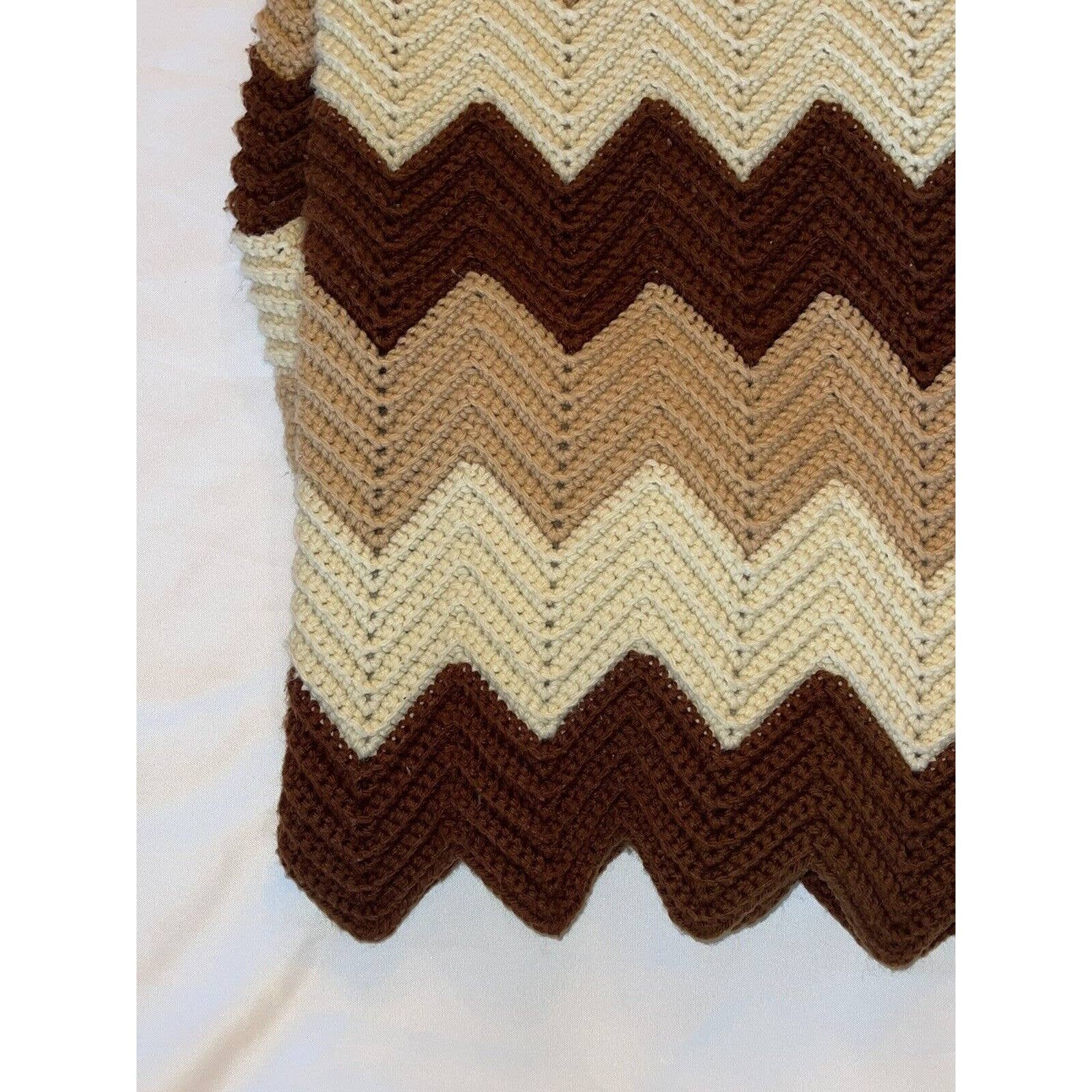 Vintage 1970s retro afghan, never used! Off white, Tan and browns 73”x 44” eS8vdk8tY
